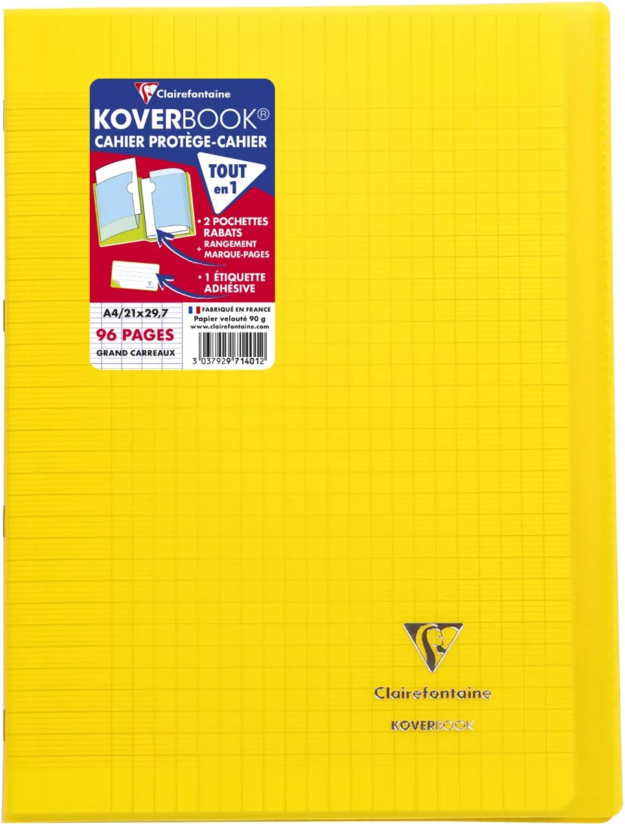 Clairefontaine schrift Koverbook voor ft A4, 96 bladzijden, kaft in PP, seyès, geassorteerde kleuren — detail 6