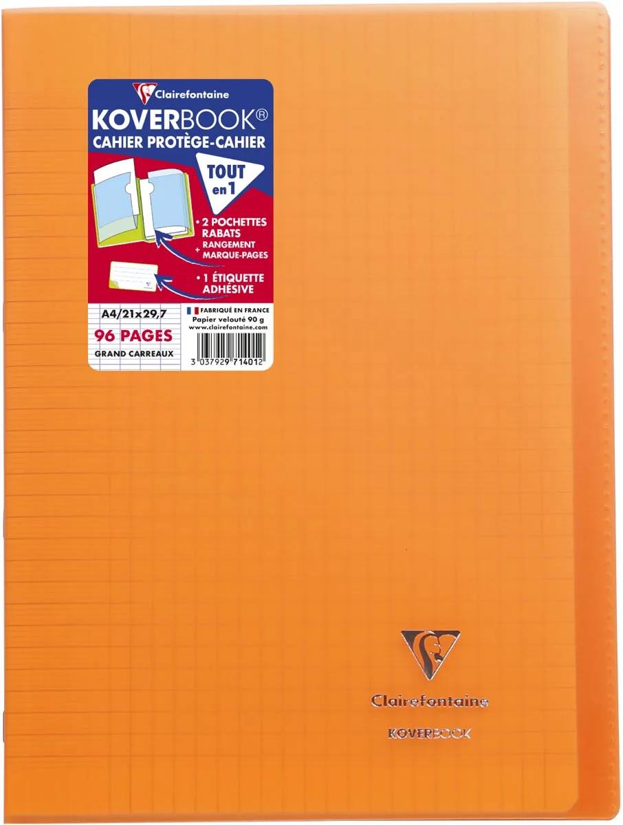 Clairefontaine schrift Koverbook voor ft A4, 96 bladzijden, kaft in PP, seyès, geassorteerde kleuren — detail 7