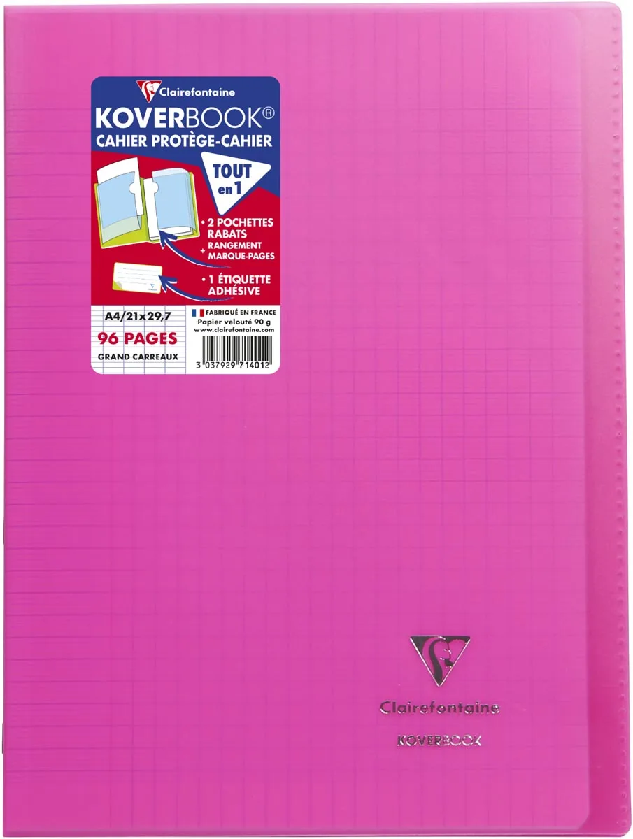Clairefontaine schrift Koverbook voor ft A4, 96 bladzijden, kaft in PP, seyès, geassorteerde kleuren — detail 8