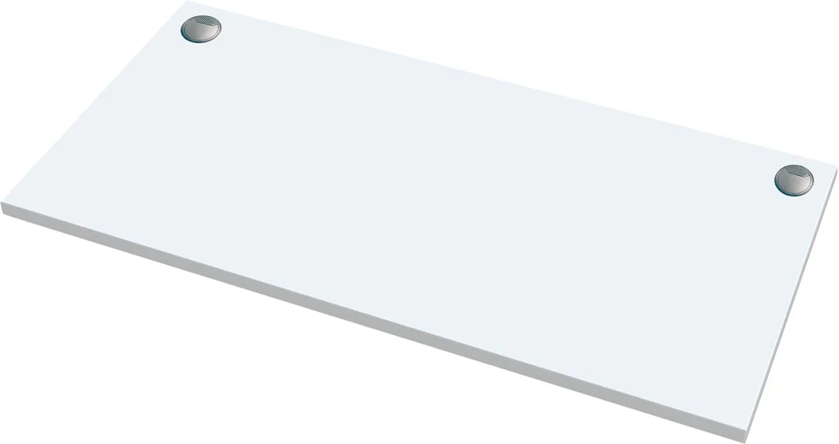 Wit Fellowes bureaublad van 160 x 80 cm met twee kabeldoorvoeren