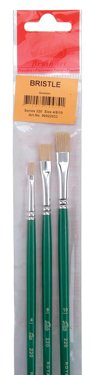 Talens penselenset 220 met drie penselen nr 4, 8 en 10 voor olie- en acrylverf