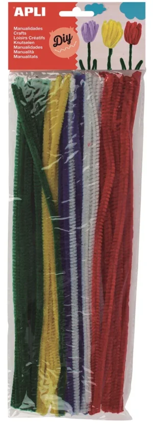 Apli chenilledraad, blister met 50 stuks, geassorteerde kleuren — knutsel- en decoratiemateriaal