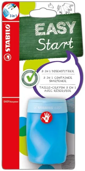 STABILO potloodslijper EASYsharpener 3in1, voor linkshandigen, blauw — potloodslijpers met reservoir