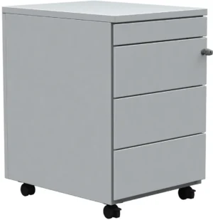 Mobiele ladenblok, 3 laden + pennenlade, aluminium — ladeblok