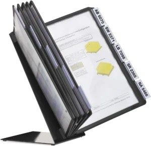 Durable bureaustandaard Vario met 10 tassen, ft A4, zwart — zichtpanelensysteem