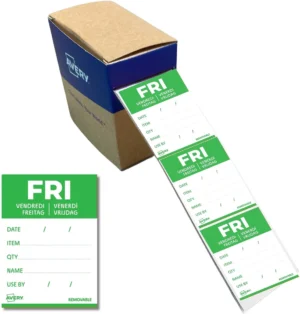 Avery etiketten voedselcodering, HACCP, vrijdag, ft 40 x 56 mm, dispenser van 500 stuks — voedseletiket