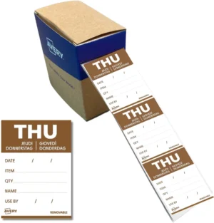 Avery etiketten voedselcodering, HACCP, donderdag, ft 40 x 56 mm, dispenser van 500 stuks — voedseletiket