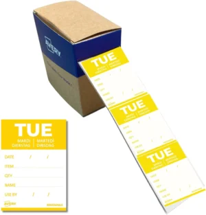 Avery etiketten voedselcodering, HACCP, dinsdag, ft 40 x 56 mm, dispenser van 500 stuks — voedseletiket