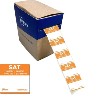 Avery etiketten voedselcodering, HACCP, zaterdag, ft 25 x 25 mm, dispenser van 1000 stuks — voedseletiket