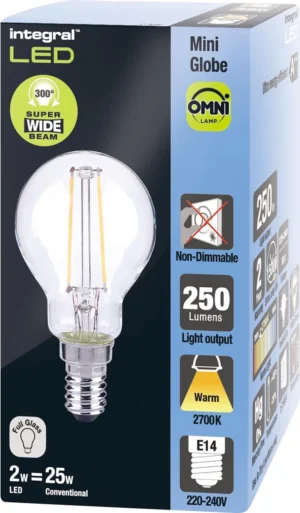Integral Mini Globe LED lamp E14, niet dimbaar, 2.700 K, 2 W, 250 lumen — detail 2