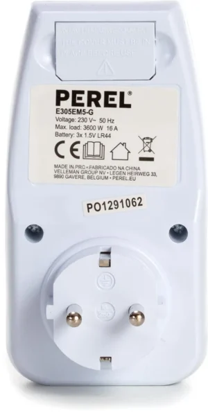 Perel energiemeter, 230 V, 16 A, wit, voor Nederland — detail 2