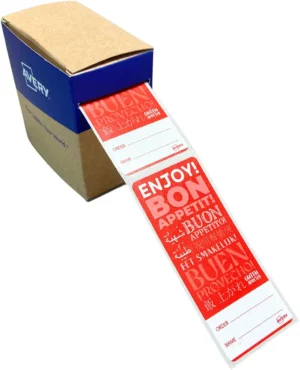 Avery etiketten sluitzegel bezorgmaaltijden, met breukindicatie, ft 40 x 95 mm, dispenser van 250 stuks — voedseletiket