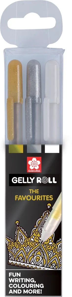 Sakura roller Gelly Roll Mix, etui met 3 stuks (goud, zilver en wit) — tekenpennen en -inkt