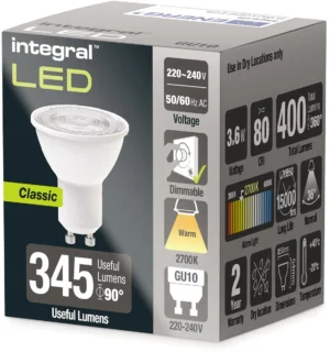 Integral LED spot GU10, dimbaar, 2.700 K, 3,6 W, 400 lumen — detail 2
