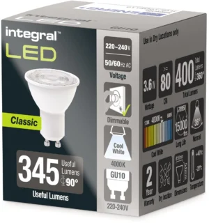 Integral LED spot GU10, dimbaar, 4.000 K, 3,6 W, 400 lumen — detail 2