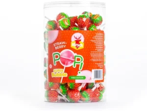 Hirsch Super Bubble Lolly Strawberry, 100 stuks, pot van 1,7 kg — drank en eetwaren