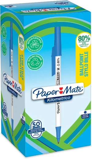 Paper Mate balpen Kilometrico, medium, doos van 50 stuks, blauw