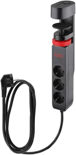 IOIO contactdoos SL3000, 3 stopcontacten en 3 USB-poorten, tafelklem, zwart — elektriciteit