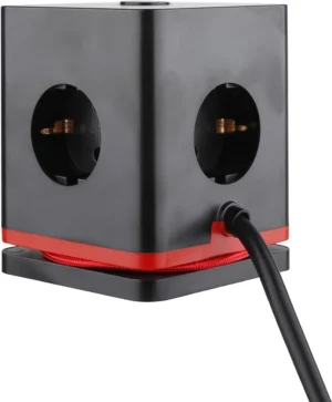 IOIO contactdoos SW1000, 3 stopcontacten en 3 USB-poorten, kubus, zwart — elektriciteit