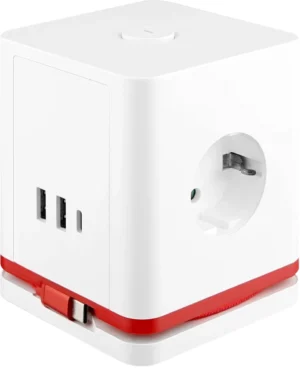IOIO contactdoos SW1000, 3 stopcontacten en 3 USB-poorten, kubus, wit — detail 2