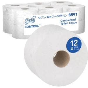 Kimberly Clark toiletpapier Scott Control centrefeed rol, wit, 2-laags, pak van 12 rollen — toiletpapier en dispensers