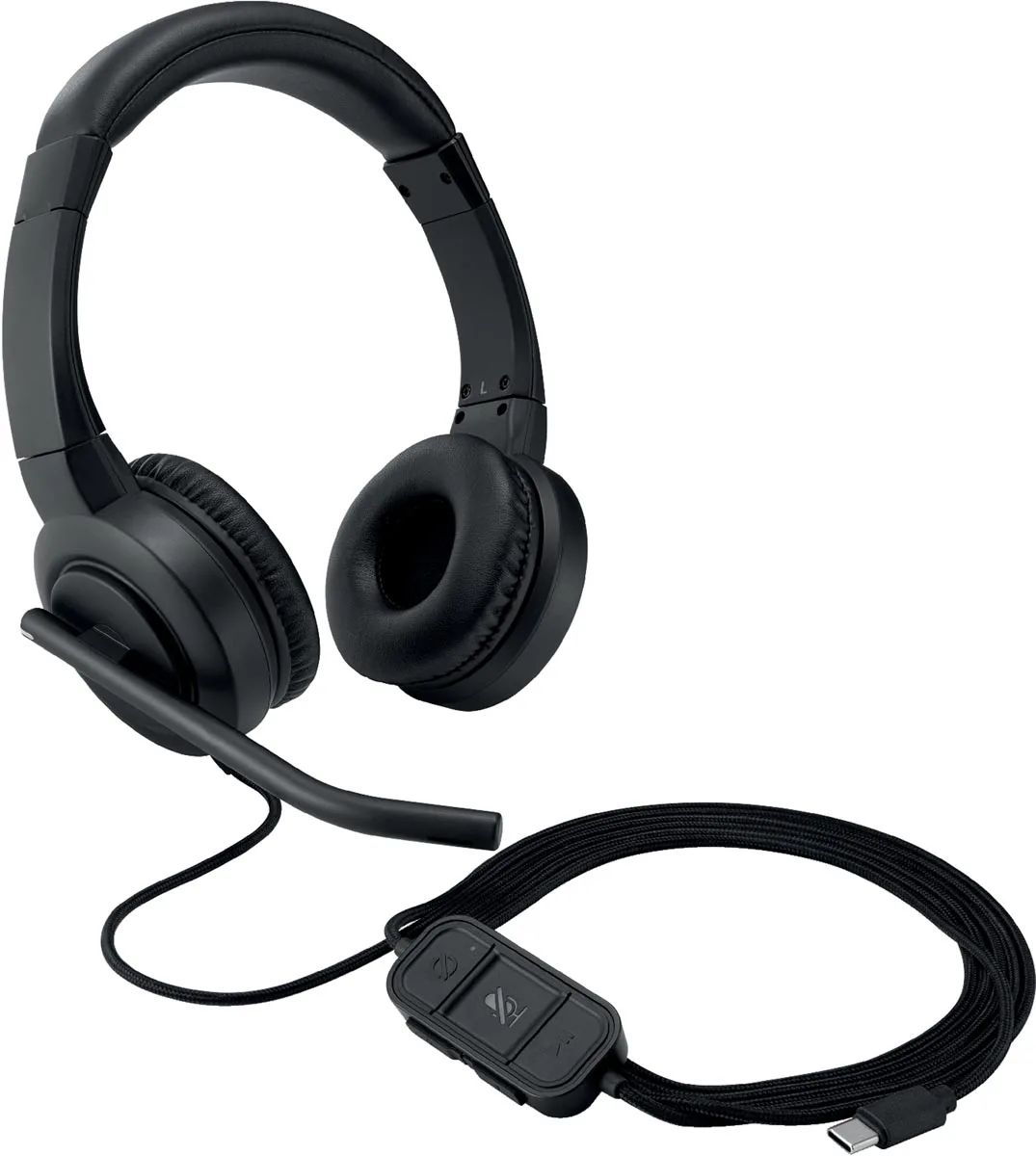Kensington USB-C Headset H1000, On-Ear, zwart — headsets voor pc, tablets en smartphones