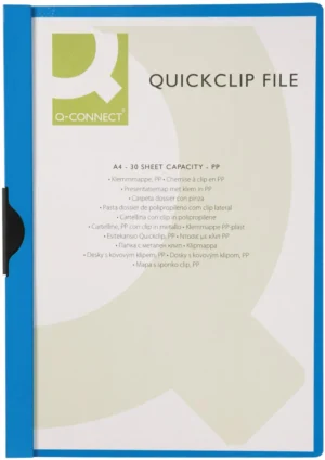 Q-CONNECT Klemmap metalenclip A4 30 vel Transparant blauw — detail 2