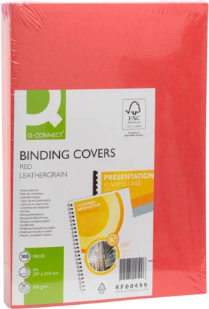 Q-CONNECT dekblad A4 leder 250 grams 100 stuks rood — toebehoren voor inbindmachines