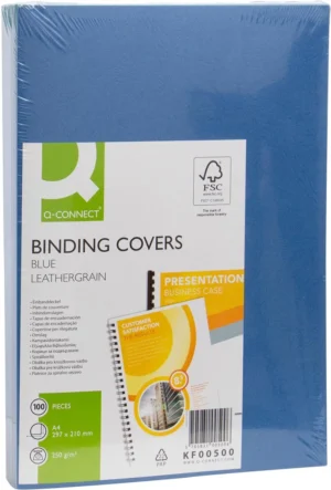 Q-CONNECT dekblad A4 leder 250 grams 100 stuks blauw — toebehoren voor inbindmachines