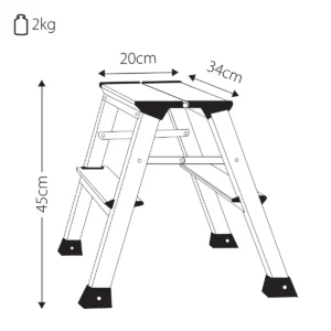 Q-CONNECT aluminum trapladder, 2 treden — detail 2