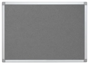 Q-CONNECT textielbord, met aluminium frame, 90 x 60 cm, grijs — kurk- en textielborden