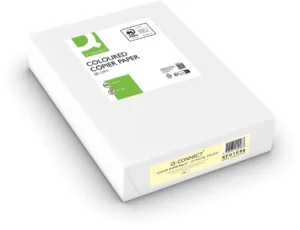 Q-CONNECT gekleurd kopieerpapier, A4, 80g, pak van 500 vel, lichtgeel — gekleurd papier