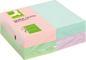 Q-CONNECT Quick Notes, ft 76 x 127 mm, 100 vel, pak van 12 blokken in pastelkleuren — gekleurde notes