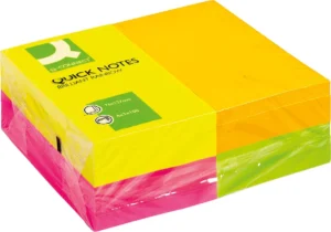 Q-CONNECT Quick Notes, ft 76 x 127 mm, 100 vel, pak van 12 blokken in 4 neonkleuren — gekleurde notes