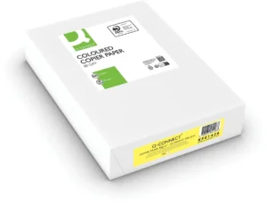 Q-CONNECT gekleurd kopieerpapier, A4, 80g, pak van 500 vel, felgeel — gekleurd papier