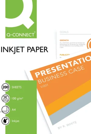 Q-CONNECT inkjet papier, ft A4, 100 g, pak van 200 vel, wit — presenteren