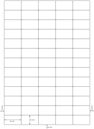 Q-CONNECT etiketten, wit, ronde hoeken, 38,1 x 21,2 mm, 100 vel, 65 etiketten per vel — detail 2
