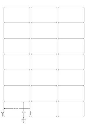 Q-CONNECT etiketten, wit, ronde hoeken, 63,5 x 38,1 mm, 100 vel, 21 etiketten per vel — detail 2