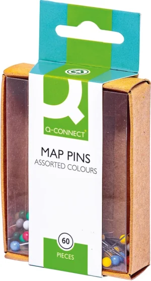 Ophangdoosje Q-CONNECT signalisatiespelden in geassorteerde kleuren, 60 stuks