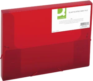 Rode Q-CONNECT elastobox A4 met elastieksluiting en rug van 25 mm