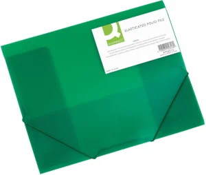 Q-CONNECT elastomap, A4, 3 kleppen en elastieken, transparant PP, groen — elastomappen uit kunststof