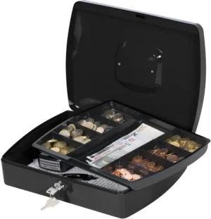Q-CONNECT geldkoffer - 325 × 235 × 85 mm, zwart — productfoto 2