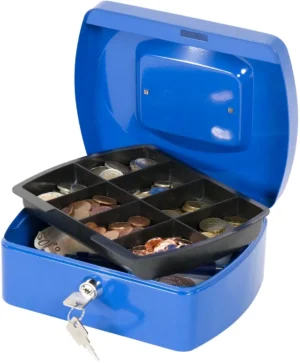 Q-CONNECT geldkoffer - 205 × 160 × 85 mm, blauw — productfoto 2