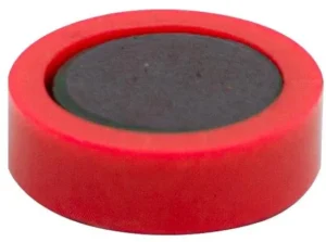 Rode ronde Q-CONNECT magneten van 20 mm met een hoogte van 6,5 mm