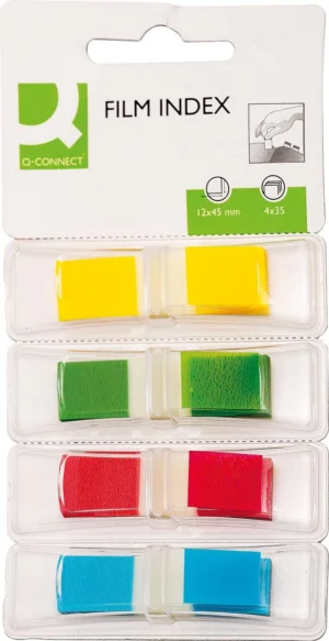 Q-CONNECT index mini, ft 12,5 x 45 mm, 4 x 35 tabs, geassorteerde kleuren — tabs - markeren