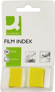 Q-CONNECT index, ft 25 x 45 mm, 50 tabs, geel — detail 2