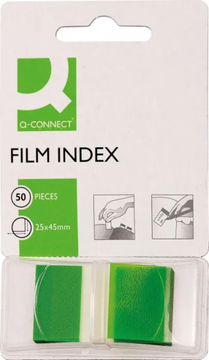 Q-CONNECT index, ft 25 x 45 mm, 50 tabs, groen — tabs - markeren