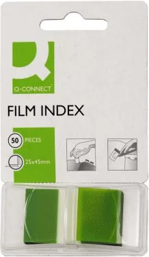 Q-CONNECT index, ft 25 x 45 mm, 50 tabs, groen — detail 2