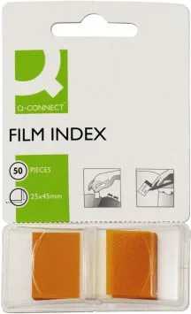 Q-CONNECT index, ft 25 x 45 mm, 50 tabs, oranje — detail 2
