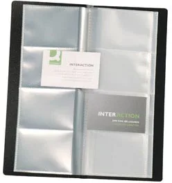 Q-CONNECT visitekaartenmap, Ft 11 x 26 cm, voor 160 kaarten, zwart — detail 2